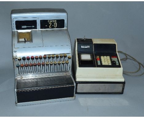 A NATIONAL CASH REGISTER SHOP TILL, c.mid 20th Century, grey enamel, complete with coloured buttons, serial No.D-4801192, app