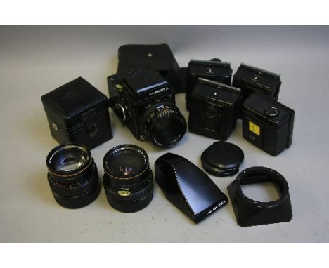 A ZENZA BRONICA SQ-A MEDIUM FORMAT CAMERA, fitted with a 80mm 1:2.8 Zenzanon-PS lens, Waist Level Viewer, Manual and 120 back
