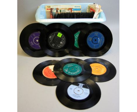 A BOX OF OVER EIGHTY SINGLES, artists include Johnny Standley, The Rolling Stones, Manfred Mann, Gene Pitney, Elvis Presley, 