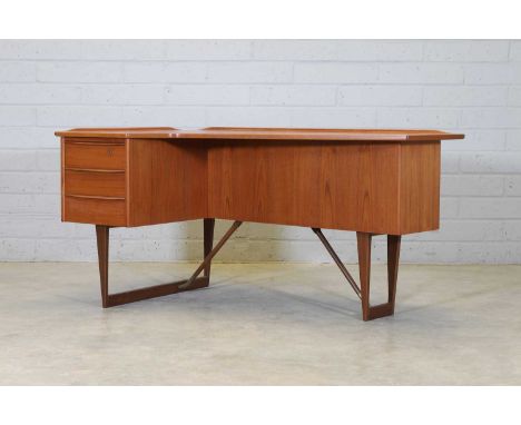 Peter Løvig Nielsen (Danish, 1929-2007), 1960s, a 'Boomerang' desk, designed for Hedensted Møbelfabrik, the swept top over a 