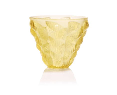 René Lalique (French, 1860-1945) a 'Moissac' vase, No. 992, designed in 1927, pale amber glass, wheel engraved 'R LALIQUE FRA