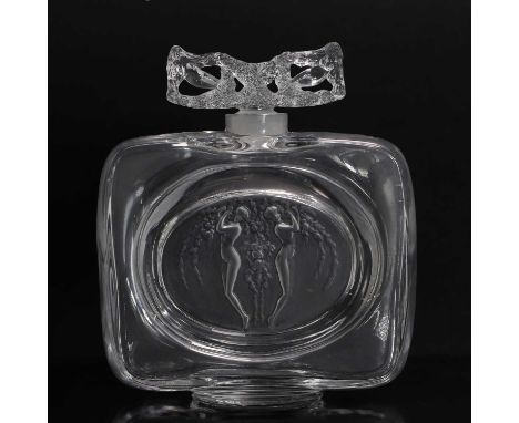 René Lalique (French, 1860-1945), a 'Deux Figurines, Bouchon Figurines' scent bottle, No. 90, designed in 1912, the centre wi