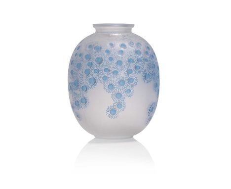 René Lalique (French, 1860-1945), a 'Marguerites' vase, No. 922, designed in 1923, stained and frosted glass, acid-etched 'R 