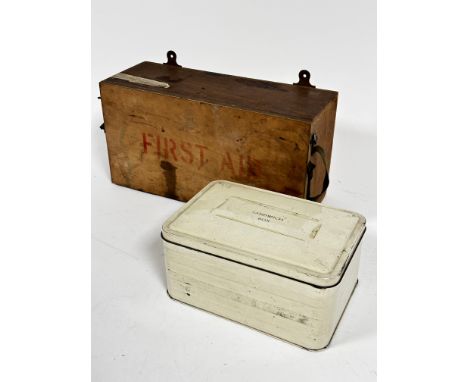 A 1930s/40s white enamelled sandwich box (10cm x 19cm x 14cm), used as sewing box, containing a large collection of bobbins, 
