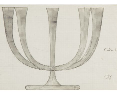 JOSEF HOFFMANN* (Pirnitz 1870 - 1956 Wien)Kerzenständerentwurf für die Wiener WerkstätteBleistift/Papier, aquarelliert, 20,9 