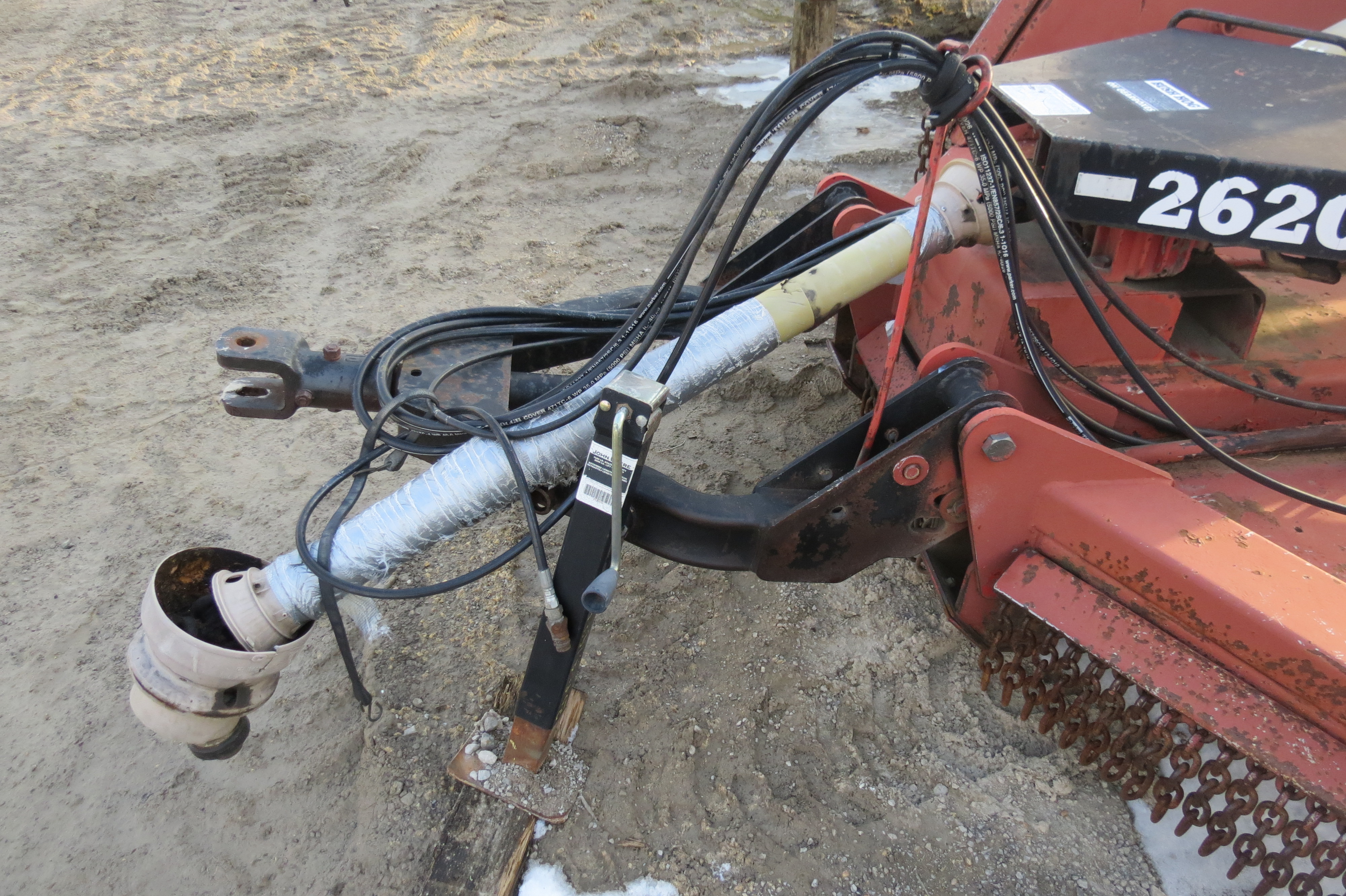 20’ Bush Hog 2620 rotary mower, hyd fold, stump jumper, front chains