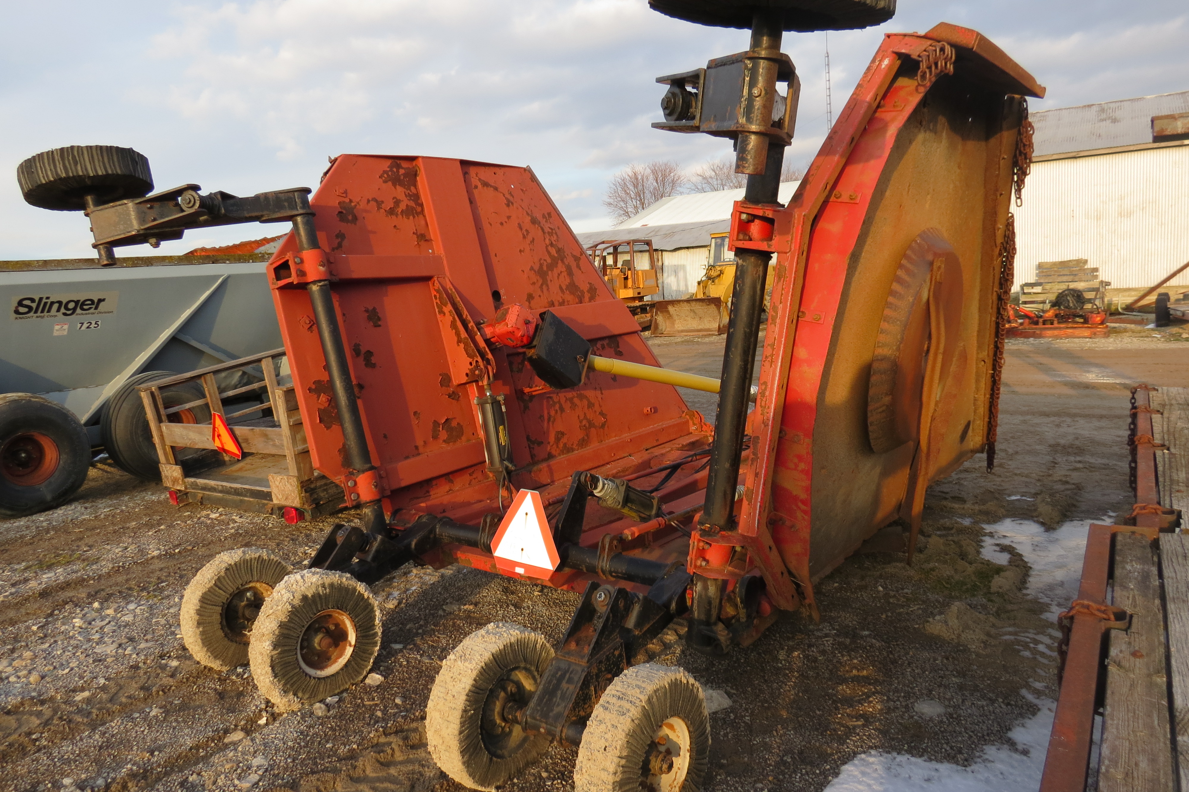 20’ Bush Hog 2620 rotary mower, hyd fold, stump jumper, front chains