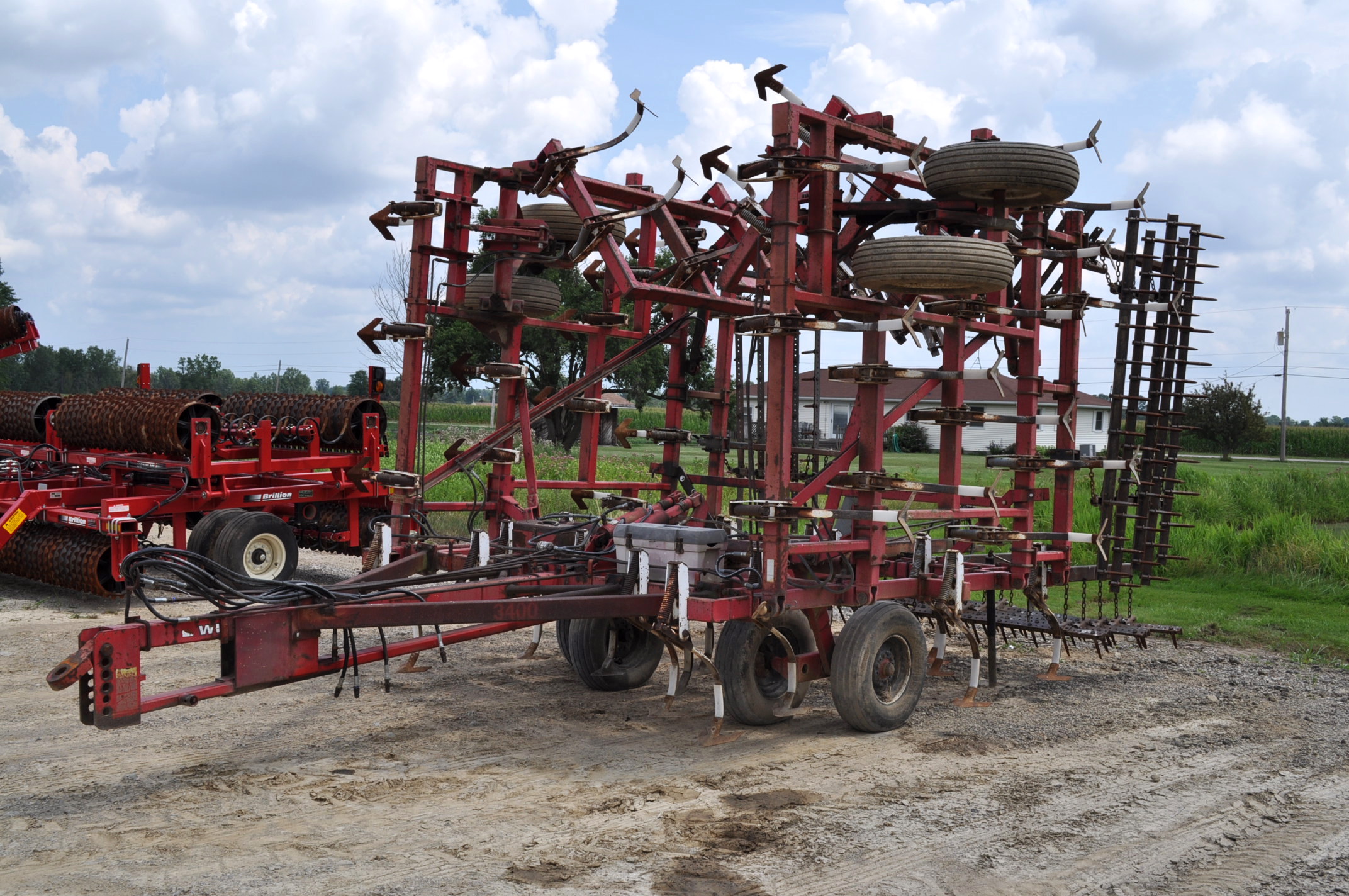 34’ Willrich 3400 field cultivator, tandem axle, 5 bar spike tooth harrow