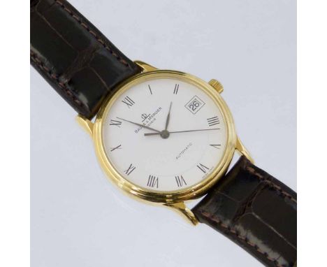 Baume &amp; Mercier Automatic wristwatch in 18ct (750) gold 30m case No4553524, white Roman dial, date at 3:00, case 32mm, on