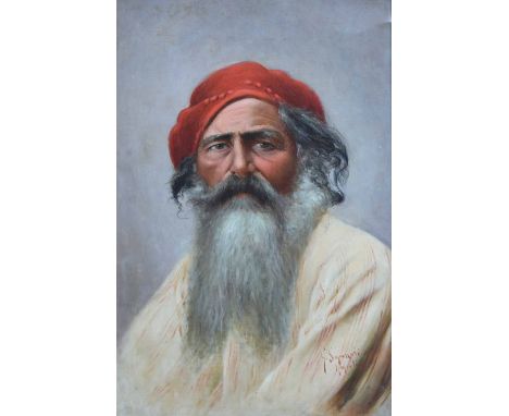 G. Saponari, 19th/20th century,  Portrait of an elderly gentleman, signed, oil on canvas, 63 x 39.5cm.; 24.75 x 15.5in.