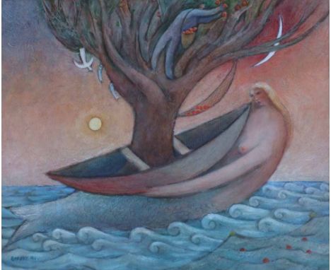 Jiri Borsky (1945-),   Surreal seascape, signed and dated '91, oil on board, 33.5 x 39.5cm.; 13.25 x 15.5in.     Artists' Res