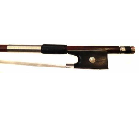 Violin bow probably German,   with circular stick, 74cm overall length