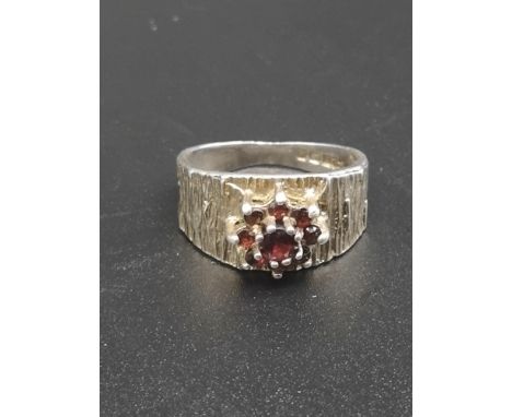 Hallmarked Birmingham Silver Ruby Stoned Ring (Size O).    