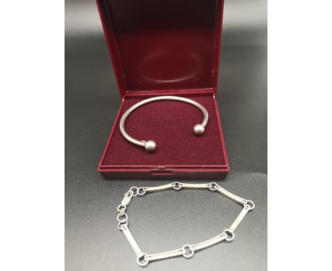 Hallmarked Sheffield Silver bracelet together with silver bangle.    