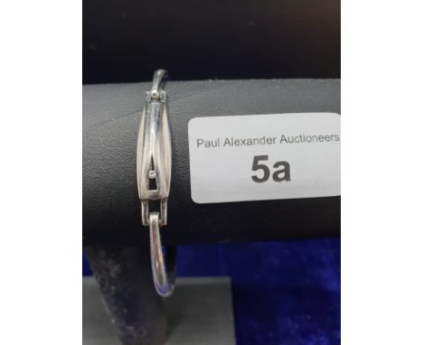 Heavy Silver Bangle With Diamond To Centre 
