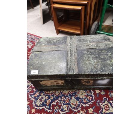 Vintage dome metal trunk. 
