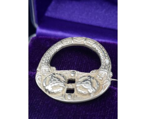 Sterling silver celtic style plaid brooch. 