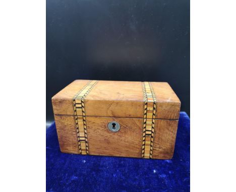 Edwardian inlaid double section tea caddy. 
