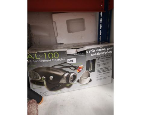 Boxed AL-100 entertainment projector. 