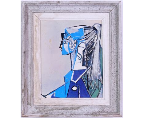 PABLO PICASSO, Sylvette, off set lithograph on board, vintage French frame, 31cm H x 24.5cm W. 
