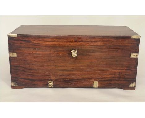 TRUNK, 19th century Chinese Export, camphorwood and brass bound with rising lid and carrying handles, 88cm W x 50cm x 44cm H.