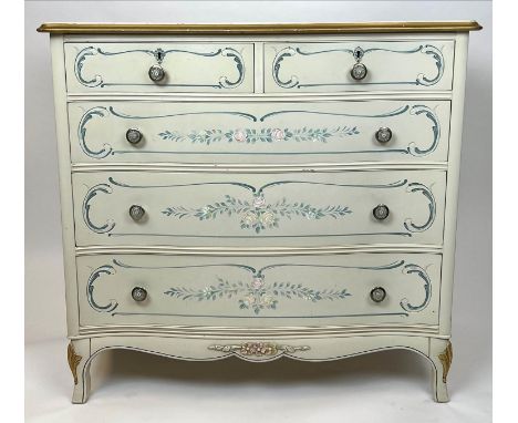 COMMODE, Venetian design, hand painted with two short over three long drawers, 95cm H x 102cm W x 55cm D. 
