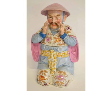 Biscuit barrel or caddy modelled as a Chinaman with detachable head 