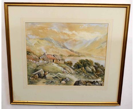 R Stevens, signed watercolour, Scottish/Irish landscape, 29 x 35cms  