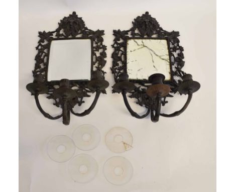 Pair of mirrors and candelabra (a/f)