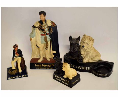 Group of advertising wares relating to Black and White Scotch Whisky and Lamb's Navy Rum 