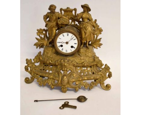 Late 19th century gilt brass mantel clock 