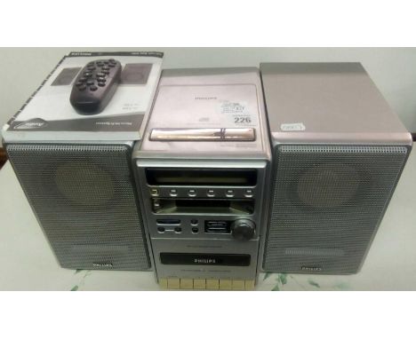 PHILIPS MICRO CD/CASSETTE PLAYER &amp; SPEAKERS WITH REMOTE &amp; MANUAL
