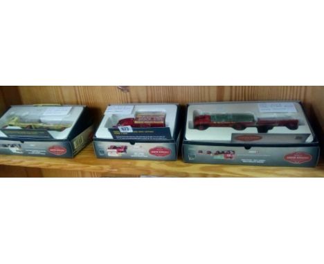 3 CORGI VINTAGE GLORY MODELS 80002 SENTINEL PLATFORM WAGON &amp; TRAILER, 80007 SENTINEL PLATFORM WAGON &amp; TRAILER, 80202 
