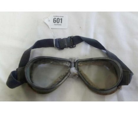 PAIR OF VINTAGE FUR RIMMED RAF FLYING GOGGLES