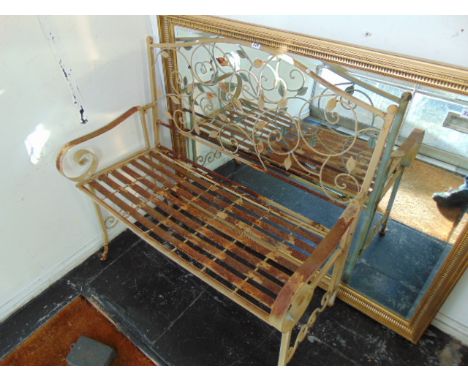 A folding metal bench