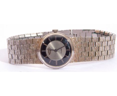 Third quarter of 20th century ladies Rotary stainless steel/silver plated wrist watch with integral brick weave bracelet, hav