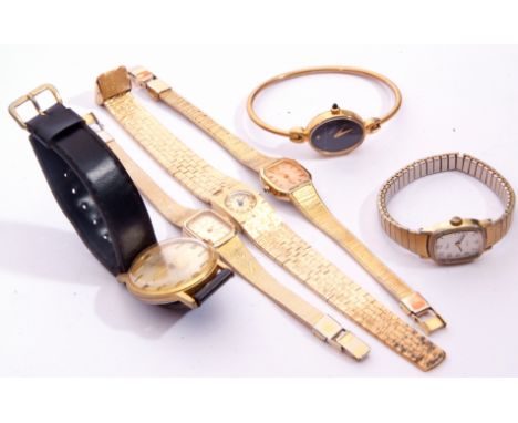 Mixed Lot: gents Ramino gold plated wrist watch together with five ladies wrist watches by Excalibur, Rotary, Catena, Timex a