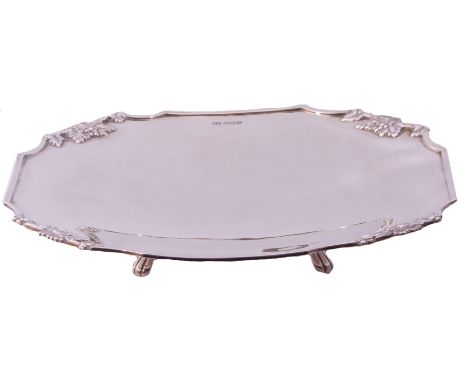 George V shaped rectangular fruit dish of shaped square design with applied raised edge with cast grape vine detail to the co