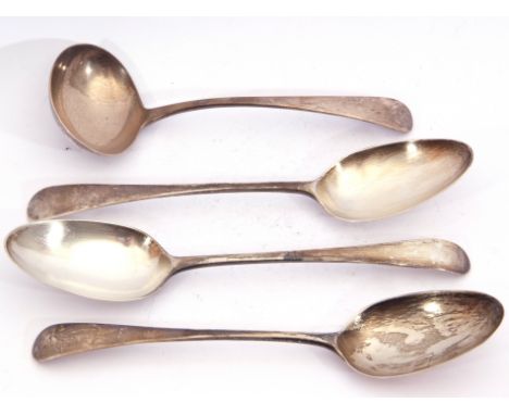 Mixed lot.  three Georgian silver Old English pattern tablespoons, hall marked London 1809, makers mark Richard Crossley, tog