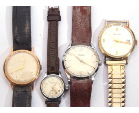 Mixed Lot: two gents gold plated wrist watches by Lucerne and Oris, a further chromium plated gents wrist watch by Medana wit