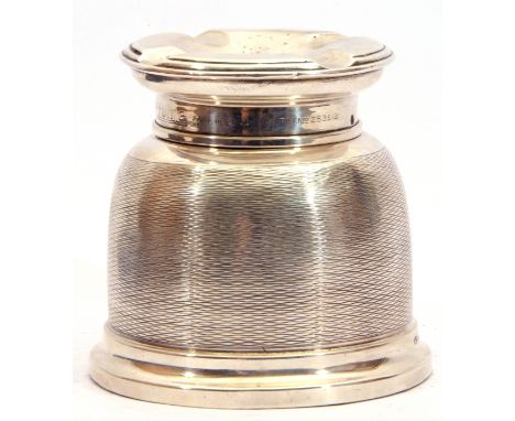 1930s silver "No Fume Patent Ashtray", the body with engine turned decoration, marked "No Fume Patent", made in England, pate