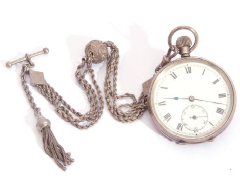 Gents first quarter of 20th century hallmarked silver cased pocket watch with blued steel hands to a white enamel dial with b