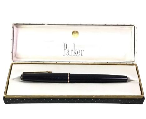 GROUP OF FOUNTAIN AND OTHER PENS, AND A CAMERA  some with gold nibs, also including a Parker pen in fitted case and a vintage