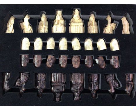 LEWIS CHESS SET, REPRODUCTION boxed, with wooden chess boardQty: 2