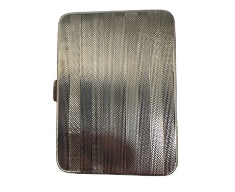 FOUR SILVER CIGARETTE CASES, VARIOUS MAKERS  each with engine turned decorationthe largest 14cm longQty: 709g gross