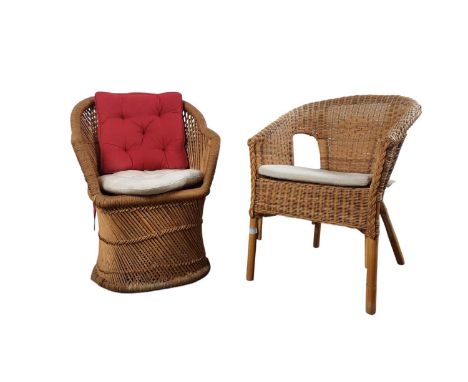 BAMBOO CONSERVATORY CHAIR, AND A CANE CHAIR  the bamboo chair with seagrass seatQty: 2