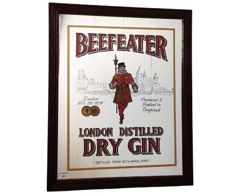 BEEFEATER LONDON DISTILLED DRY GIN ADVERTISEMENT MIRROR, in mahogany frame48.5cm x 58.5cm