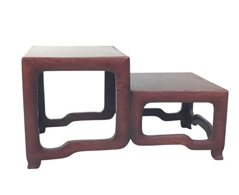 GROUP OF CHINESE STANDS, AND OTHER ITEMS  the stands of square and circular form, along with a blue and white charger and oth