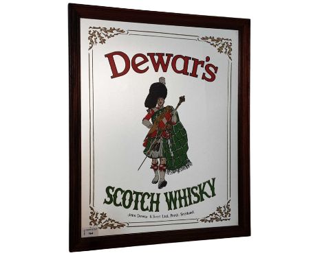 DEWAR'S SCOTCH WHISKY ADVERTISEMENT MIRROR, in mahogany frame47cm x 57cm
