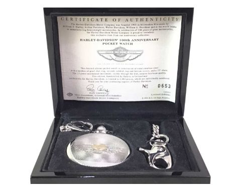 BULOVA HARLEY DAVIDSON POCKET WATCH, 100TH ANNIVERSARY boxed